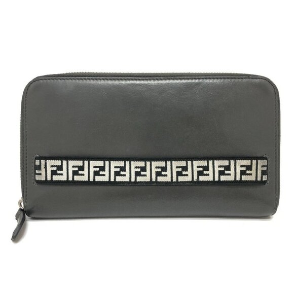 FENDI 7M0276 Zucca pattern travel wallet Long Wallet Leather gray - Picture 1 of 16